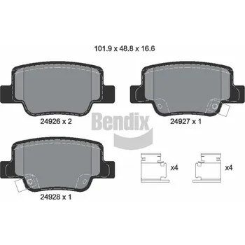 Brzdová destička Sada brzdových destiček, kotoučová brzda BENDIX Braking BPD2207