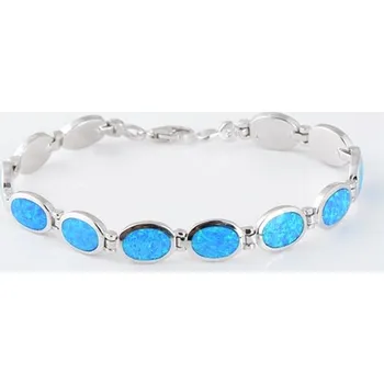 Náramek Jewel trade Dámský stříbrný náramek s modrými opály STNA0257F Modrá 19 cm