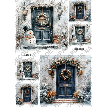 Umělecký papír Rýžový a soft papír na decoupage - Zimní zápraží - KB4531 Materiál: Soft, Rozměr: A4