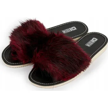 Dámské pantofle Dámské Pantofle s kožíškem, vínové sandále módní a pohodlné pantofle, VEL. 37