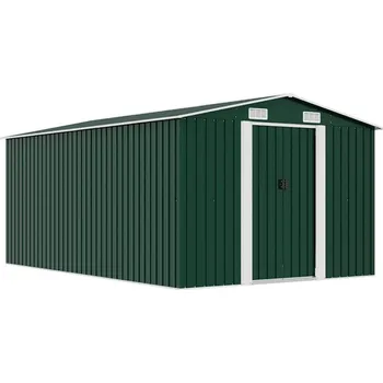 Zahradní domek vidaXL Zahradní domek 257 x 392 x 181 cm kovový [143347] Barva: Zelená