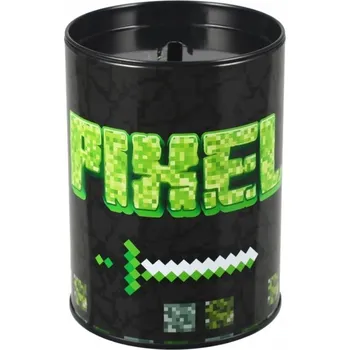 Pokladnička KOVÁNÍ PRASÁTKO PLECHOVÉ KULATÉ PRO CHLAPCE PIXEL GAME