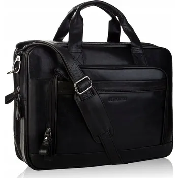 Betlewski Pánská kožená taška na notebook z pravé kůže přes rameno – odolná