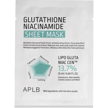 Pleťová maska APLB Rozjasňující maska s glutathionem pro zářivou pleť 25 ml