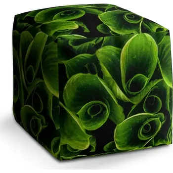 Taburet Sablio Taburet Cube Zelené listy: 40x40x40 cm