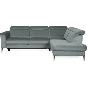 Sedací souprava Pravý rohový gauč Santini s rozkládací funkcí typu delfín, nastavitelnými opěrkami hlavy a úložným prostorem - Vero monolith 84 253x81 cm