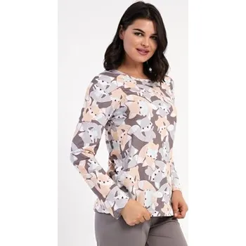 Dámské pyžamo Dámské pyžamo dlouhé Vienetta Secret Kamarádi z lesa šedá S