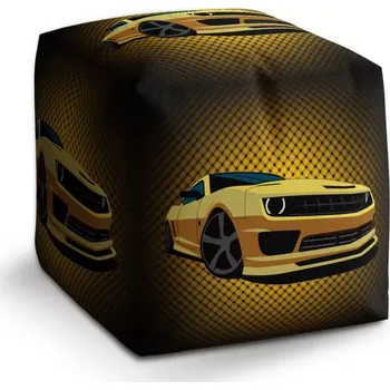 Taburet Sablio Taburet Cube Chevrolet Camaro Žlutá mřížka: 40x40x40 cm