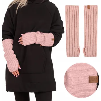 Rukavice Vivisence 7217 růžové dlouhé univerzální velikosti teplé RUKAVICE bez prstů (mitenky)