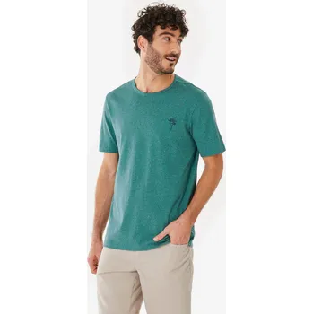 Pánské tričko QUECHUA Pánské turistické tričko NH 100 2XL MODRÁ|ZELENÁ