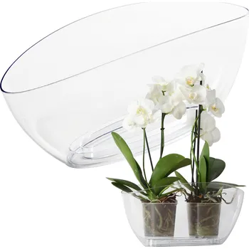 Květináč Květináč plast průhledný Lamela 35 cm x 15 x 15 cm