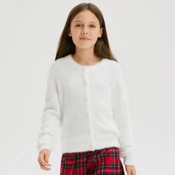 Dívčí svetr Reserved - Kardigan s ozdobnými knoflíky - krémová - 822FH-01X - 822FH-01X-116