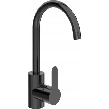 Vodovodní baterie Ocelová kuchyňská baterie stojánková - Kohoutek, ČERNÁ, 340 mm, otočná výpusť 360°