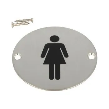 Dveřní piktogram WC dámské, k našroubování, kulatý