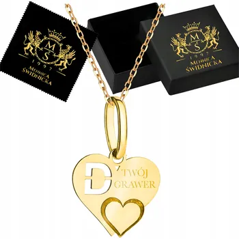 Náhrdelník Dámský náhrdelník Srdce s písmenem D Zlato 585 Řetízek Ankr Gravírování Dárek