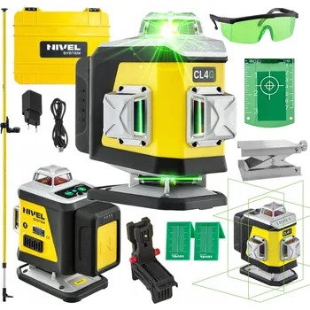 Měřící laser Křížový laser Nivel System CL4G zelený 4x360° 70 m se rozpěrnou tyčí