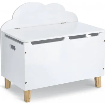 Úložný box Zeller Dřevěná TRUHLA na hračky, lavice OBLÁČEK bílá