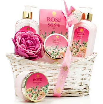 Mýdlo ARÔME Rose, dárková kosmetická sada v proutěném košíku