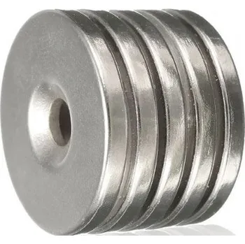Dekorativní magnet Neodymový magnet N35 25x3mm s otvorem, balení 5ks