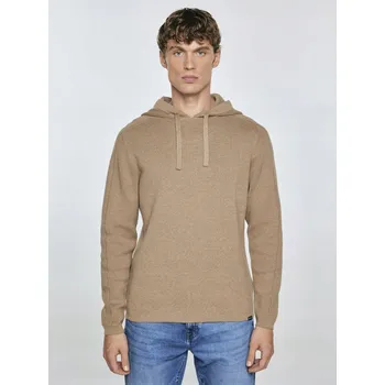 Pánský svetr BIG STAR PÁNSKÝ SVETR S KAPUCÍ BÉŽOVÝ HOODSY 805 M
