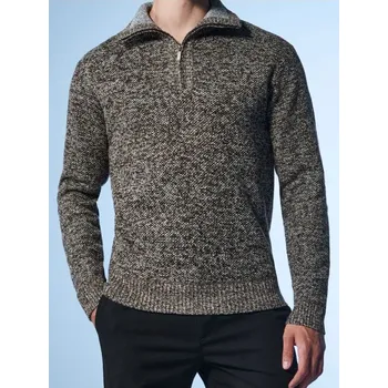 Pánský svetr Sinsay - Zateplený melírovaný svetr s vysokým límcem - tmavě hnědá - 815FZ-89M - 815FZ-89M-XS