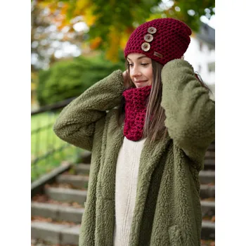 Čepice Doke Háčkovaná čepice B NATURE BORDO Velikost: Pro dospělé (vhodné i pro děti od 12 let)