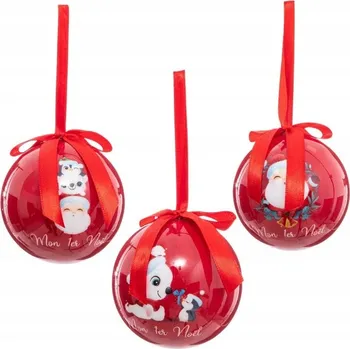 Vánoční dekorace Ozdobená Mikuláš Vánoční Koule 7,5 cm 3 ks