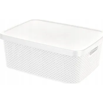 Úložný box PLASTOVÁ NÁDOBA S VÍKEM, PROVZDUŠNĚNÁ BÍLÁ 13l UZAVÍRATELNÁ KRABIČKA 39x28