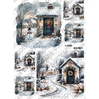 Umělecký papír Rýžový a soft papír na decoupage - Zimní zápraží - KB4540 Materiál: Soft, Rozměr: A4