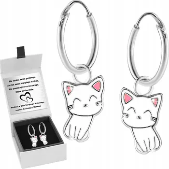 Náušnice STŘÍBRNÉ NÁUŠNICE 925 PRO DÍVKU KOČIČKY GRAVÍROVÁNÍ