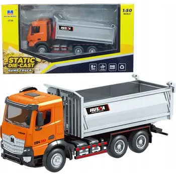 autíčko KOVÁ METALOVÁ SKLÁPĚČKA STAVEBNÍ VOZIDLO S POHYBLIVÝMI DÍLY ORANŽOVÁ