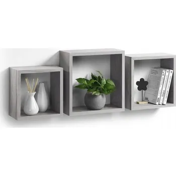 Obývací pokoj Police MDF deska Homea 30 x 11,8 cm, odstíny šedé