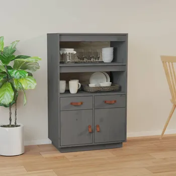 Organizace kuchyně ZBXL Skříň highboard šedá 67 x 40 x 108,5 cm masivní borové dřevo