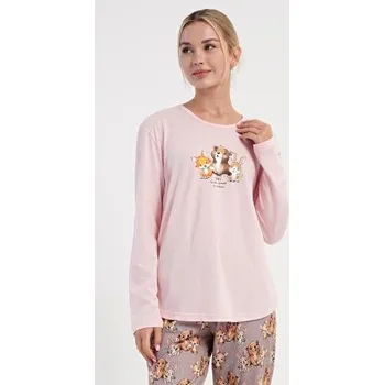 Dámské pyžamo Dámské pyžamo dlouhé Vienetta Secret Olivia bílá káva L