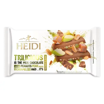 Čokoláda Heidi Mléčná čokoláda s hruškou, oříšky a slanným karamelem 180g