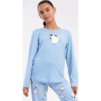 Dívčí pyžamo Dětské pyžamo Vienetta Secret Tučňák světle modrá 7 - 8