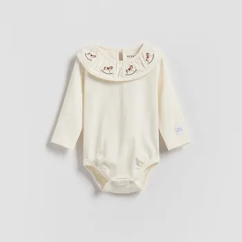 Reserved - Bavlněné body s výšivkou - krémová - 818HD-01X - 818HD-01X-62