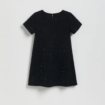 Dívčí šaty Reserved - Tweedové šaty s flitry - černý - 294FW-99X - 294FW-99X-152