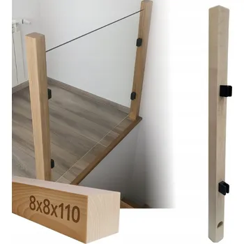 Sloupek Dřevěný Bukový 6x6x110cm S Úchyty Pro Sklo ZÁBRADLÍ Balustráda