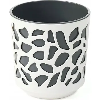 Květináč Květináč plast béžový, šedý Lamela 19,5 cm x 19,5 x 20 cm