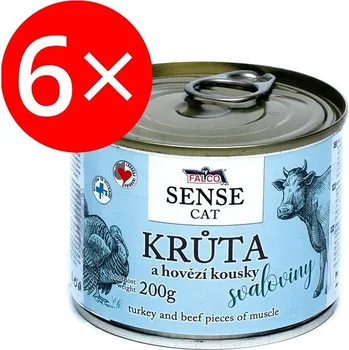 Krmivo pro kočku Sokol Falco Sense Cat krůta a hovězí 6 × 200 g