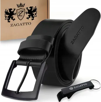 Opasek Černý pánský Kožený opasek ke kalhotám široký, z pravé kůže ZAGATTO