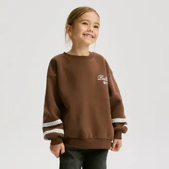 Dívčí mikina Reserved - Mikina s výšivkou - tmavě hnědá - 271FA-89X - 271FA-89X-U14