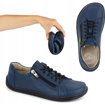 Dámské polobotky Dámské minimalistické kožené barefoot boty model 1243 tmavě modré, velikost 40