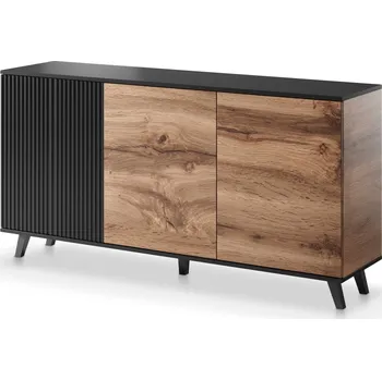 Komoda Stylová komoda na nožkách do obývacího pokoje Random - Halmar Dub Wotan / Černá 160x82 cm