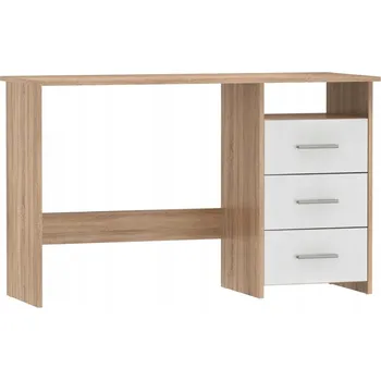 Psací stůl Obdélníkový psací stůl Kondela 123 x 50 x 76,9 cm bílý, dub sonoma