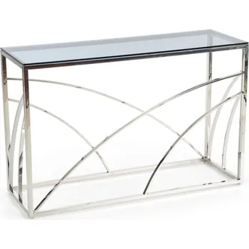 Toaletní stolek Stylový konzolový stolek se skleněnou deskou do obývacího pokoje KN-5 - Halmar Kouřené sklo / Stříbrná 120x78 cm