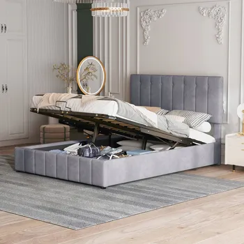 Postel Jednolůžková dřevěná postel Arhatreya 140x200 cm šedá