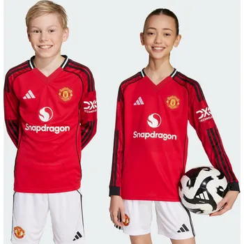 ADIDAS Dětský domácí dres s dlouhým rukávem Manchester United 25/26 ČERVENÁ