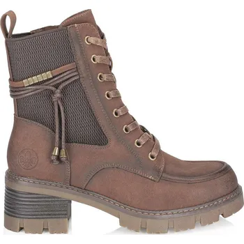 Dámské kozačky Dámské zateplené šněrovací kotníkové boty farmářky RIEKER 92032-24 hnědé 960358-02 #Velikost: 41